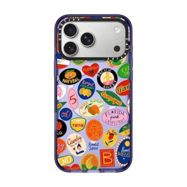 Imagem de CASETiFY Capa Impact para iPhone 17 Pro Max [fina/compatível com Magsafe/2,5 m. Proteção contra quedas de grau militar 4X] - Adesivos de frutas - Azul macio