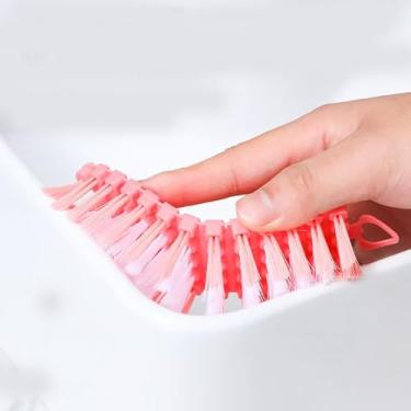 Imagem de MGIMFU Pacote com 2 esfregões multiangulares, escova de limpeza flexível para fogão de cozinha, banheiro, piscina, banheira, pia (rosa e verde)