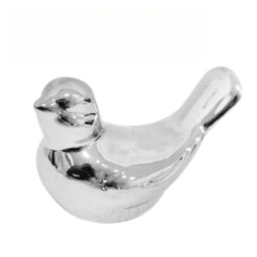 Imagem de Enfeite Casal de Passarinhos Decoração Porcelana Pequeno Dourado Rose Prata Objeto Decorativo Rack Sala(Prata,2 unidades)