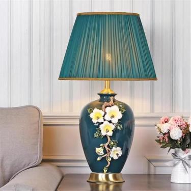 Imagem de Luminária de mesa contemporânea de luxo em cerâmica com LED, estilo retrô americano, perfeita para decoração de sala de estar, quarto, escritório, casa de campo ou hotel (Estilo 13)
