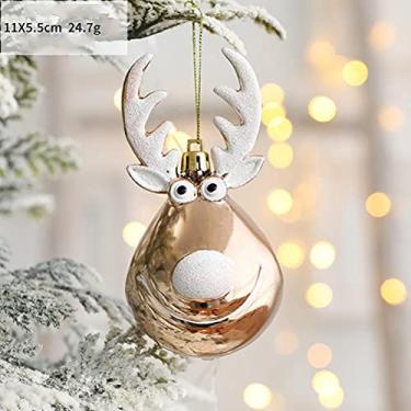 Imagem de ZJchao Enfeites de Bolas de Natal Com Design de Alces, Decorações Suspensas, Adereços de Festas Festivas para Decorações de árvores de Natal, Plástico Dourado Vermelho 8 Cm 11 Cm (1)