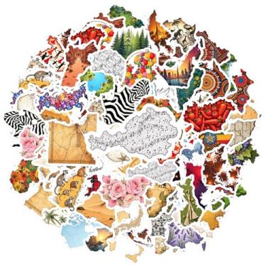 Imagem de 70 peças, mapas, países, geografia, viagem, aventura, geografia, adesivos, decalques de aventura, adesivos coloridos de papelaria para guitarra, laptop, capacete, skate, notebook, bagagem, copo para