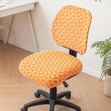 Imagem de CEYISZHU Capa para cadeira de escritório de computador, elástica, 2 peças, capa de assento universal de malha extensível, protetor de móveis para escritório e casa (B-jacquard laranja)