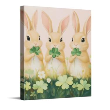 Imagem de Impressão de arte de ovelha com trevo de quatro folhas, arte de parede em tela do dia de São Pátirck, decoração de parede para sala de estar, quarto, presente de bênção irlandesa, pôster verde