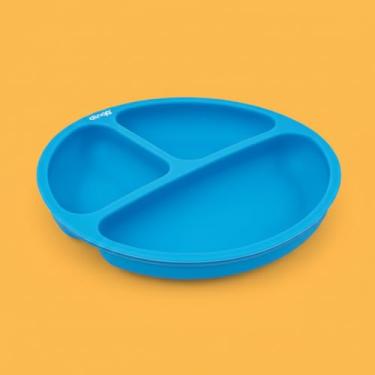 Imagem de Prato Infantil Anti-Bagunça Silicone Aderente com Separação de Alimentos