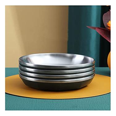 Imagem de Cestas organizadoras de suporte de frutas, prato de aço inoxidável, prato para casa, estilo nórdico, prato de disco, prato de bife ocidental, criativo, alto nível, Sense Chen