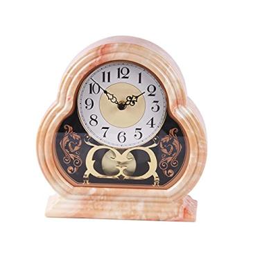Imagem de Relógio de mesa vintage de 25,4 cm, relógio de quartzo, operado por bateria, silencioso, algarismos arábicos, para sala de estar, lareira, escritório-A