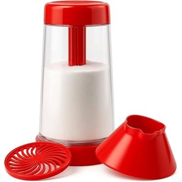 Imagem de Dispenser Tapioqueira 500ml Polvilhador Misturador de Farinha com Peneira Giratória Manual para Tapioca Pães Bolos Preparo Rápido Cozinha
