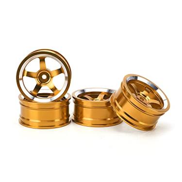 Imagem de Ainoli 4 unidades 1/10 de liga de alumínio para cubo de roda peças RC adequadas para carro de drift de turismo HSP 94123 (Amarela)