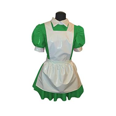 Imagem de Vestido masculino masculino manga Wetlook látex vestido rodado, verde, 4GG