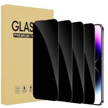 Imagem de Protetor de tela de privacidade para iPhone 14 Plus/iPhone 13 Pro Max [tela de 6,7 polegadas] Pacote com 4 antiespionagem, vidro temperado privado