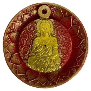 Imagem de Incensário Cascata Prato Buda Vermelho 12 Cm Em Resina - Lua Mística -