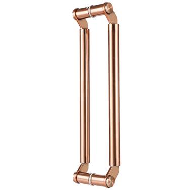 Imagem de STXYANGV Maçaneta de porta de vidro para salão de hotel, puxador de metal redondo moderno com encaixe de instalação, maçaneta de porta de madeira maciça para porta deslizante de banheiro de celeiro