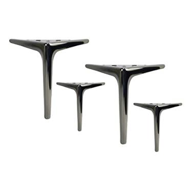 Imagem de Pacote com 4 pernas de móveis de metal triangular, pernas de substituição de sofá elegantes, pés de armário resistentes exclusivos, pernas de cômoda, suporte de peso: 800 kg, para qualquer projeto DIY