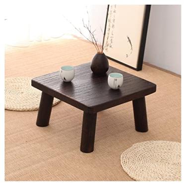 Imagem de Mesa de centro mesa de centro mesa lateral quadrada de madeira mesa de janela de baía pequena mesa de centro adequada para sala de estar, escritório, mesa lateral do quarto (pequena)