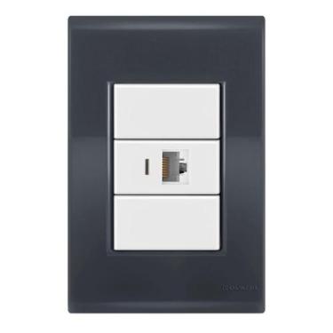 Imagem de 1 Tomada Telefone Rj11 - Tramontina Liz Grafite / Branco