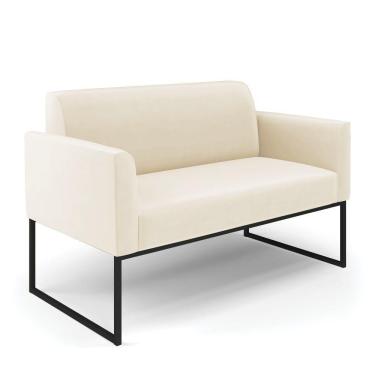 Imagem de Sofá Namoradeira Base Industrial Preto Marisa Veludo D03 - D\&#039rossi Cor Bege