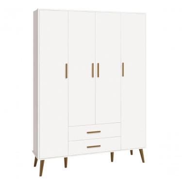 Imagem de Guarda-roupa Retrô 4 Portas Isis Branco Fosco - Moveisaqui