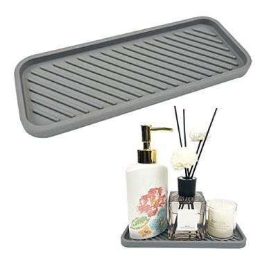 Imagem de 1 suporte de esponja de silicone, bandeja de pia de cozinha, banheiro, chuveiro, saboneteira, dispensador organizador de escova de garrafa (cinza)
