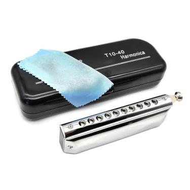 Imagem de Gaita profissional 10 furos 40 notas profissional tipo desempenho gaita cromática tom C