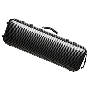 Imagem de Estojo Rígido De Violino Retangular De Fibra De Carbono Com Listras Pretas E Brancas Tamanho 4/4 Com Higrômetro Tamanho Completo Estojo de Violino