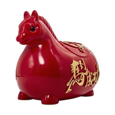 Imagem de FLCPJGV Cofrinho em Formato de Cavalo, Caixa, Lembrancinha Decorativa, Edição Chinesa 2026, Cofrinho para Meninos, Meninas E Adolescentes, Vermelho, S