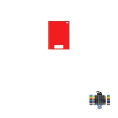 Imagem de Kit Caderno Brochura Capa Dura PEPPER Vermelho 80 Folhas + Caneta Esferográfica e Marcador Artístico