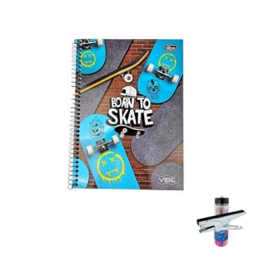 Imagem de Kit Caderno Universitário Capa Dura Vibe Masculino 20 Matérias + Caneta Esferográfica Pote com 24 Unidades + Grampeador Alicate