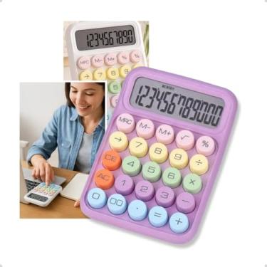 Imagem de Calculadora Digital Colorida com Visor LCD, Botões Mêcanico, Digitos Grande, Desligamento Automático, Tela Inclinada 15°, Base Antiderrapante (Pink)