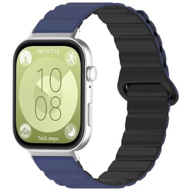 Imagem de Pulseira magnética de silicone brilhante para Huawei Watch Fit4 Pro/Fit4/Fit3 xDfind (azul escuro)