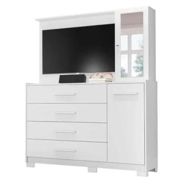 Imagem de Cômoda Ilhabela com Painel para Tv 4 Gavetas 2 Portas e Espelho Albatr