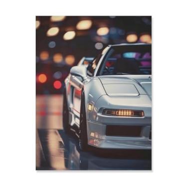Imagem de HouLaiZhe Jdm Car Nsx Neon Night Posters Canvas Wall Estética Sala Decoração de Parede Impressões Galeria Sala Decoração de Parede para Quarto Sala de Estar Escritório 18 x 24 polegadas (45 x 60 cm)