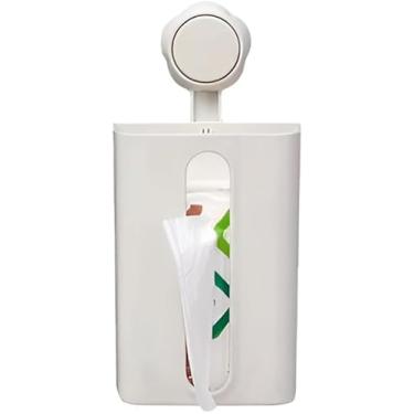 Imagem de Porta Papel Lenço com Ventosa, Suporte de Parede em Plástico Branco, 18x13x8cm, Capacidade 5kg, para Cozinha e Banheiro