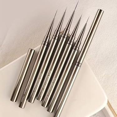Imagem de Conjunto de 5 pincéis de esmalte de gel para delineador de unhas, desenho de linhas listradas, pintura de flores, pincéis de manicure e manicure com alça de metal, 6/9/12/15/18 mm