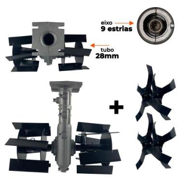 Imagem de Enxada Rotativa Capinadeira 28mm 9Estrias Lâminas Arado Cultivador par