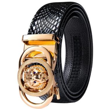Imagem de Belt Barry.Wang Black Crocodile Leather Ratchet Gold Fivelas