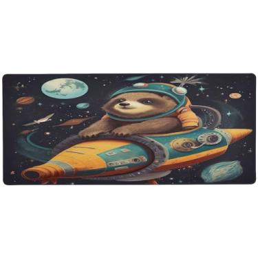 Imagem de Wassud Sloths Fly Planes Mouse Pad Gaming com base de borracha antiderrapante, mouse pad longo com borda costurada, impermeável grande mesa pad para escritório, casa, 80 cm x 39,9 cm
