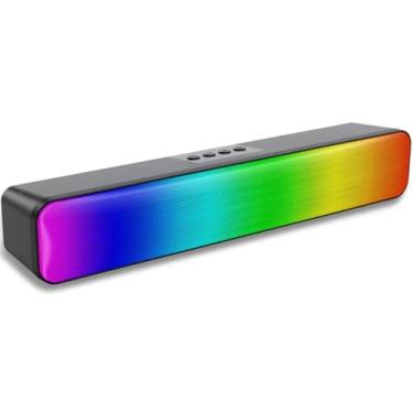Imagem de Caixa de Som Soundbar Bluetooth Portátil 2.0 com Iluminação RGB, 2 Drivers de 40mm, 6W RMS, Bateria 1200mAh, Entradas USB, Cartão TF e P2, Compacto e Moderno para Setup, Casa, Escritório e Viagens