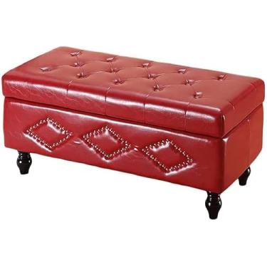 Imagem de FAMEOYA Banqueta para sapatos de entrada, banco de armazenamento de PU, banco de madeira otomano, banco de mudança, banco de maquiagem, banco de sofá, banco de cama para corredor, entrada, corredor