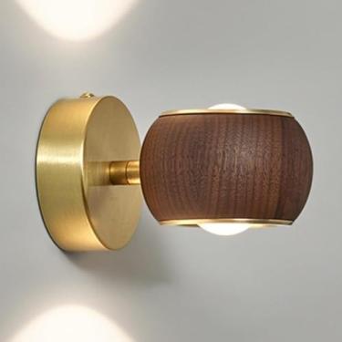 Imagem de Arandela de parede LED, cor nogueira, dourada, ideal para corredores, quartos, salas de estar, cabeceiras, escadas e varandas.