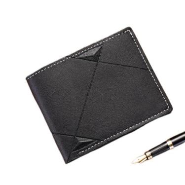 Imagem de Carteira masculina elegante e casual com compartimentos para homens, bolsa fina com porta-cartões, Preto, Viagem de negócios
