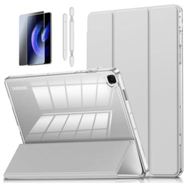 Imagem de Capa Tablet Para Samsung Galaxy Tab S6 Lite 10.4 C Suporte P/Caneta，Ativação/Repouso Automático suporte para leitura, Incluir caneta stylus absorvente e adesivo coletor de poeira (Cinzento)