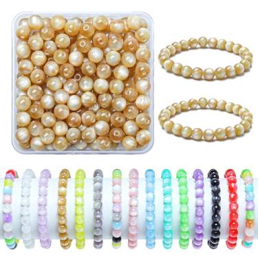 Imagem de Contas de vidro de 8 mm para pulseiras, 200 peças de contas redondas de cristal para kits de fabricação de joias, contas de artesanato DIY (raiz de lótus rosa)