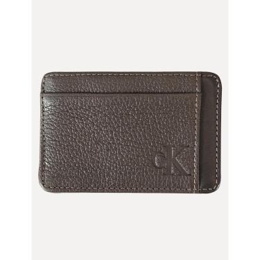 Imagem de Carteira Calvin Klein Jeans Porta Cartão Couro CKJ Floater Queima Marrom Café-Masculino