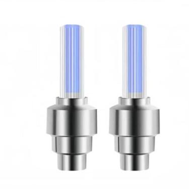 Imagem de KIT 2 lampada led para Roda Valvulas Tampa do Bico Pneu Bicicleta Moto Carro Caminhão (Azul)