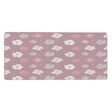 Imagem de hongjinglin Tapete de rato grande flor rosa bonito à prova d 'água computador estendido tapete protetor de mesa tapete antiderrapante base de borracha para escritório, computador, teclado, laptop e