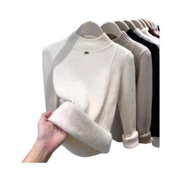 Imagem de Suéter De Inverno Feminino Em Veludo Grosso Tricotado, Pulôver Quente 