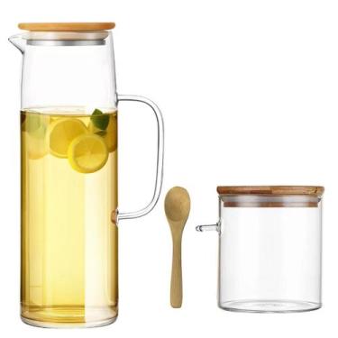 Imagem de Açucareiro Tampa Bambu + Jarra de Vidro Tampa Bambu - Cosy