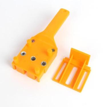 Imagem de Localizador de madeira portátil de plástico para marcenaria, gabarito de cavilhagem rápida amarelo para marcenaria, serve para 6 8 brocas de 10 mm