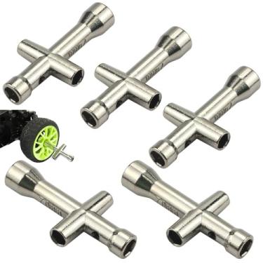 Imagem de SquEqu Conjunto de 5 chaves de fenda hexagonais hexagonais chave de fenda métrica hexagonais para rodas RC 4 em 1, cubos de porcas hexagonais compactas, chave de roda para 4 x 4 2WD Traxxas Slash